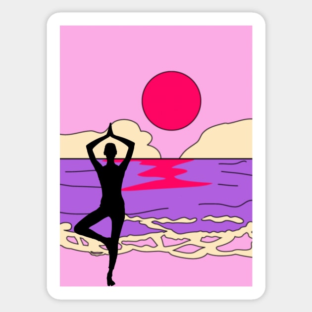 Animated Yoga Sun and Ocean  Graphic Sticker by WonderfulHumans